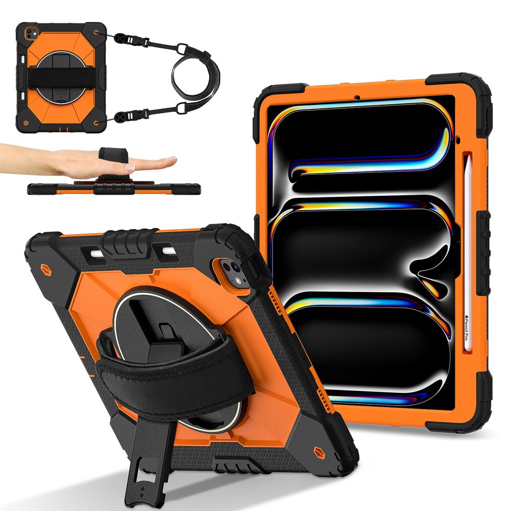 Silicone+PC Case for 13.0  IPad Pro 13 M5/M4 Tablet Cases for IPad Air 13 2025/2026 Cover Rotate Hand Strap Stand Shell for iPad Pro13 2025