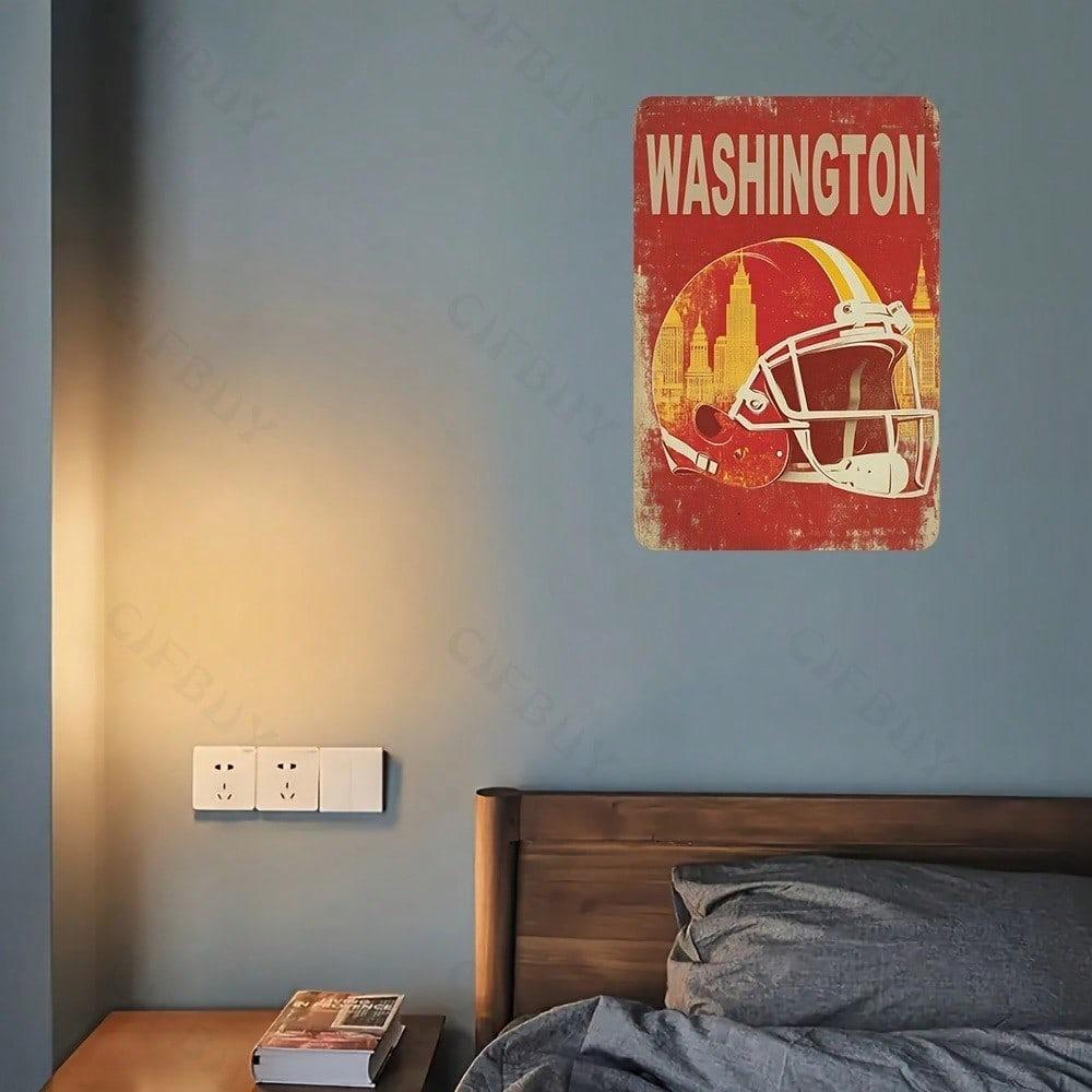 Vintage Metal Sign Washington Fan Retro Aluminium Wall Decor Bar Garage Man Cave 8x12 Inch