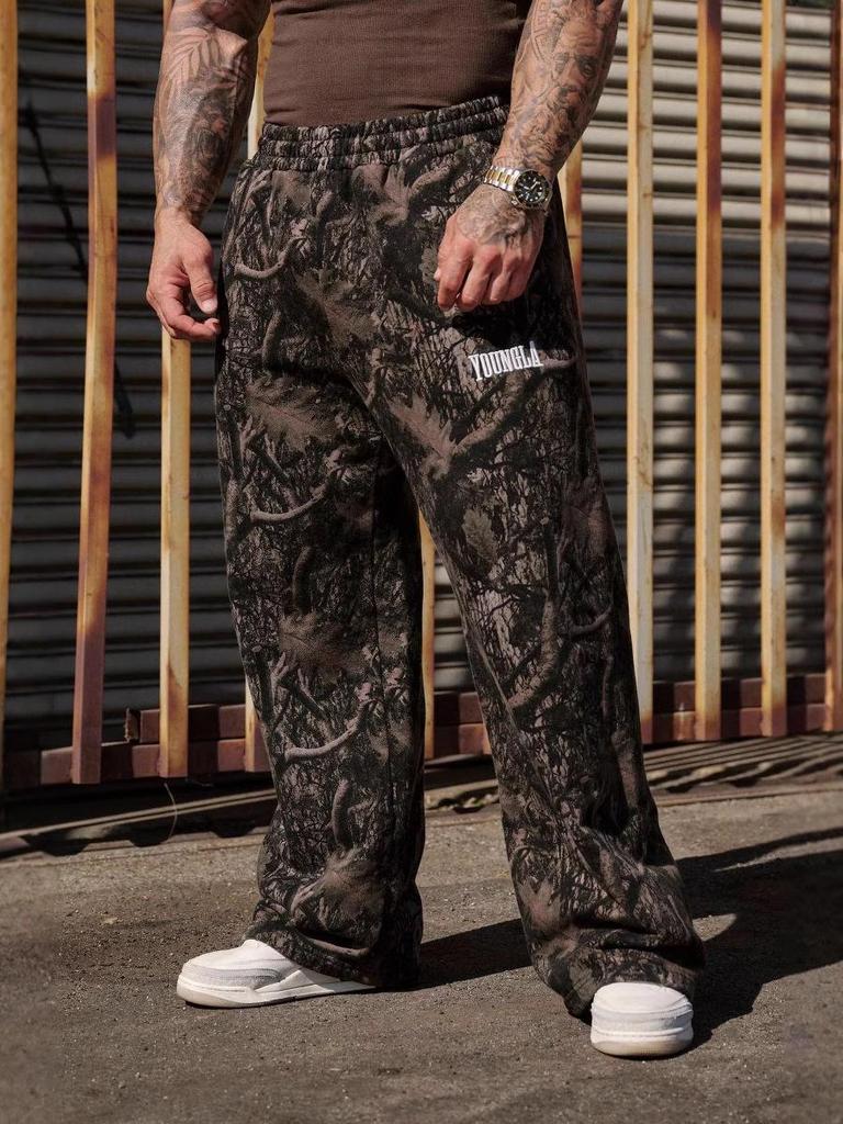 YOUNGLA Pánské maskáčové volné ležérní kalhoty: Digitální potisk, Trendy a Volný střih.