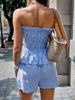 Women's Spring Summer Casual Simple Style Off-Shoulder Linen Trim Shorts Set