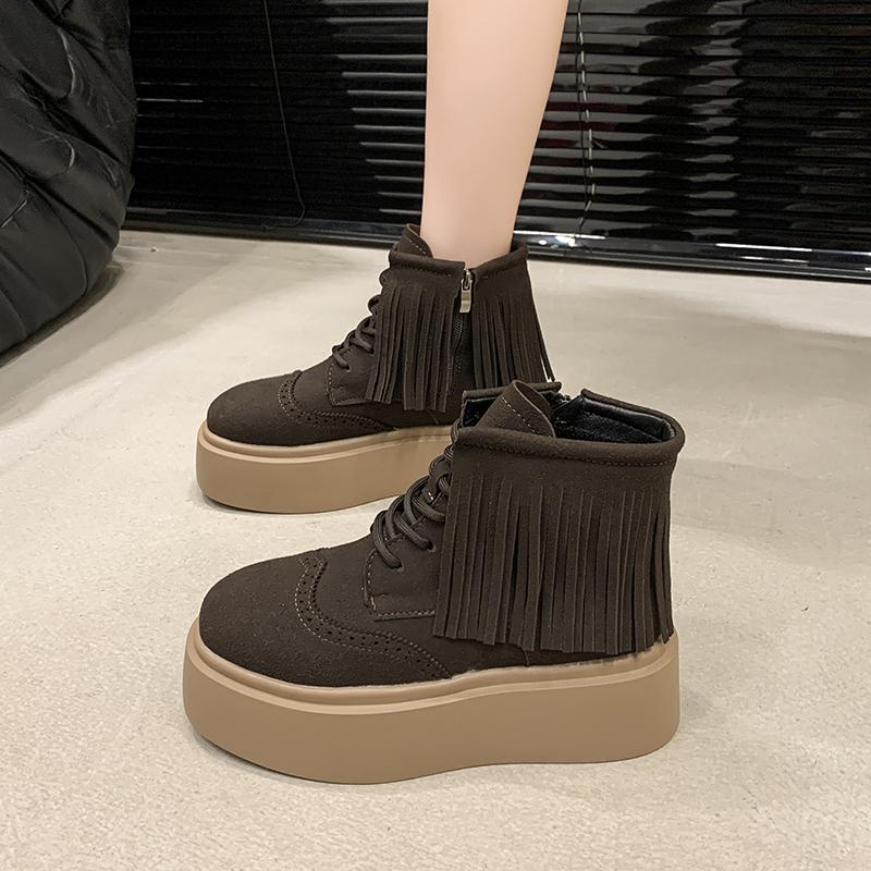 Fashion 2024 New Autumn Thick-soled Women's Fashionable and Casual Solid Color Short-leg Ankle-length Fashion Boots