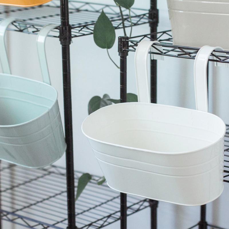 Colorful Hanging Flower Pot Detachable Double Hook Fence Plant Pot Horticultural Decoration Bonsai Flower Rack Home BalconyDecor