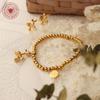 Cute Balloon Dog Clavicle Necklace & Earrings Set in Titanium Steel & 18K Gold