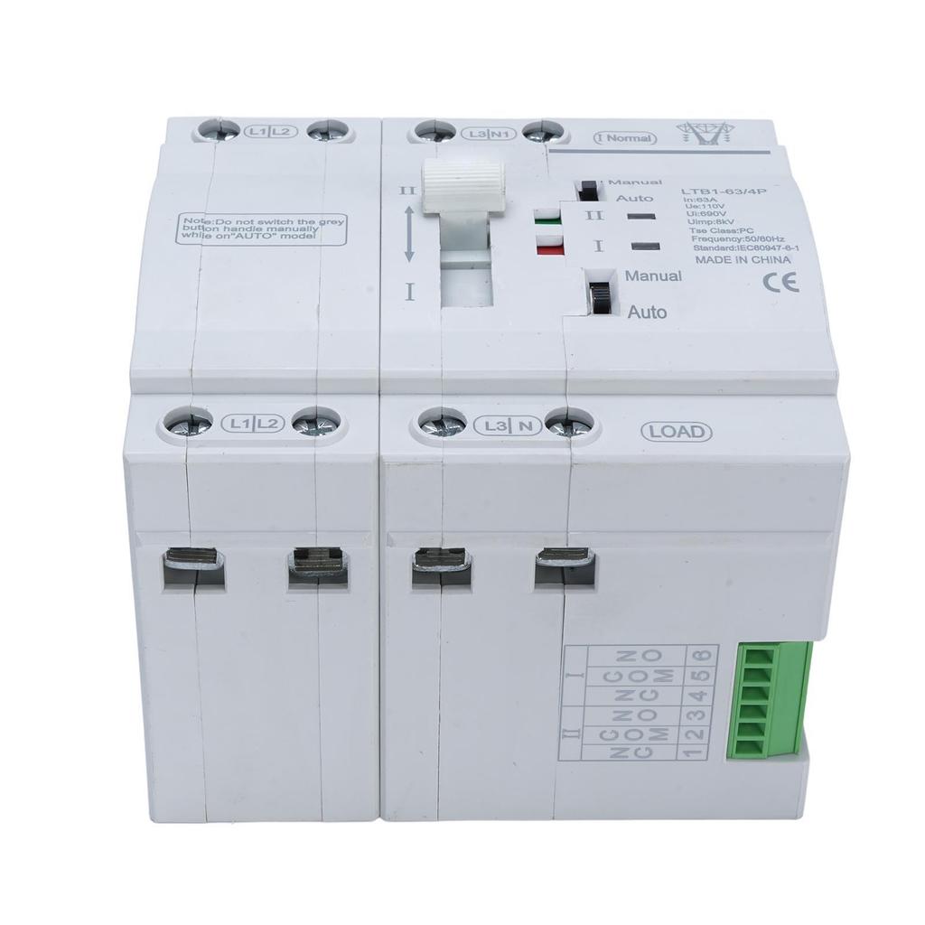 Double Power Automatic Transfer 4P 63A DIN Rail Mounted ATS for Home Backup Generator and Emergency Power Supply System