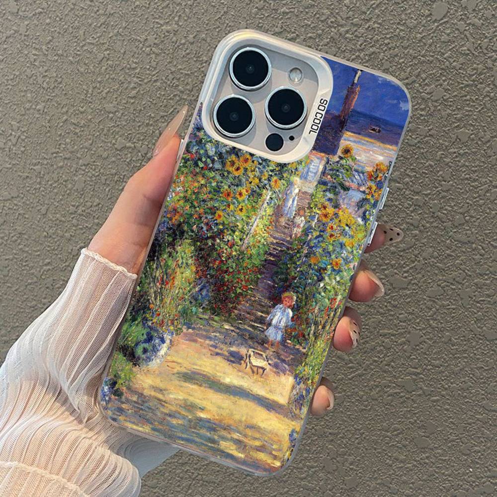 Claude Monet Impressionism Painter Silver Inside Phone Case For iPhone 17 16 15 14 11 12 13 Pro Max Plus X XR XS Max Colored
