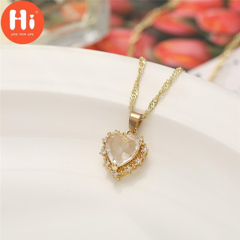 Hallo Luxus Gold Farbe Liebe Herz Halskette Damen Mode Kleine Frische Schlüsselbein Halskette Schmuck Geschenk
