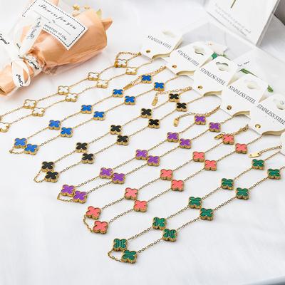 10 Blommor Fyrklöver Halsband Lätt Lyx Mode Blompendant Kvinnors Nyckelbenskedja