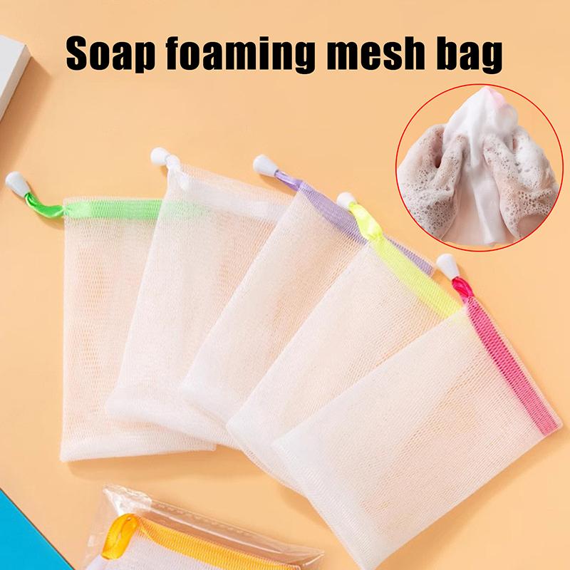 Hangable 10Pcs/Set Exfoliating Bath Bubble Delicate Foam Face Cleansing Tool Soap Saver Bag Net Soap Pouch Foaming Mesh Bag
