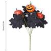 Halloween Emulation Pumpkin Bouquet Decoration Halloween Party Outdoor Tree Branch Black Maple Leaf Bundle Decoration for Dining