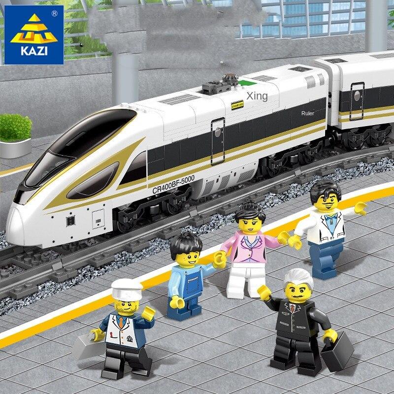 KAZI Electric Track Train Building Blocks Children's Toys City Series Assembled High-speed Rail Boy 98223-7