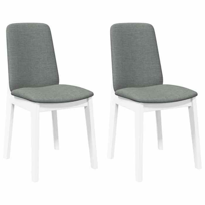 VidaXL Chaises à manger coussins 2 pcs blanc bois massif caoutchouc, chaise à dîner, chaise, chaise de salon, chaises à 4102446