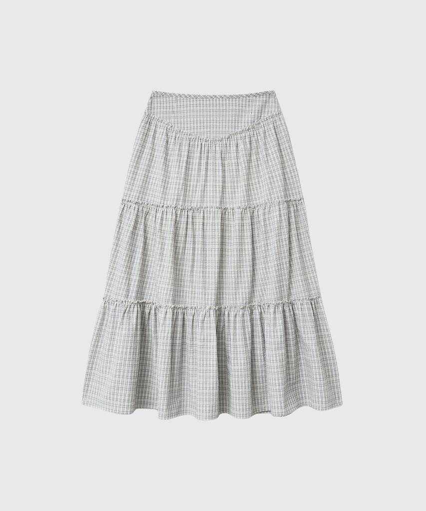 GENERALIDEA Shirred Tiered Long Skirt [Check] / Gf2Lsk511