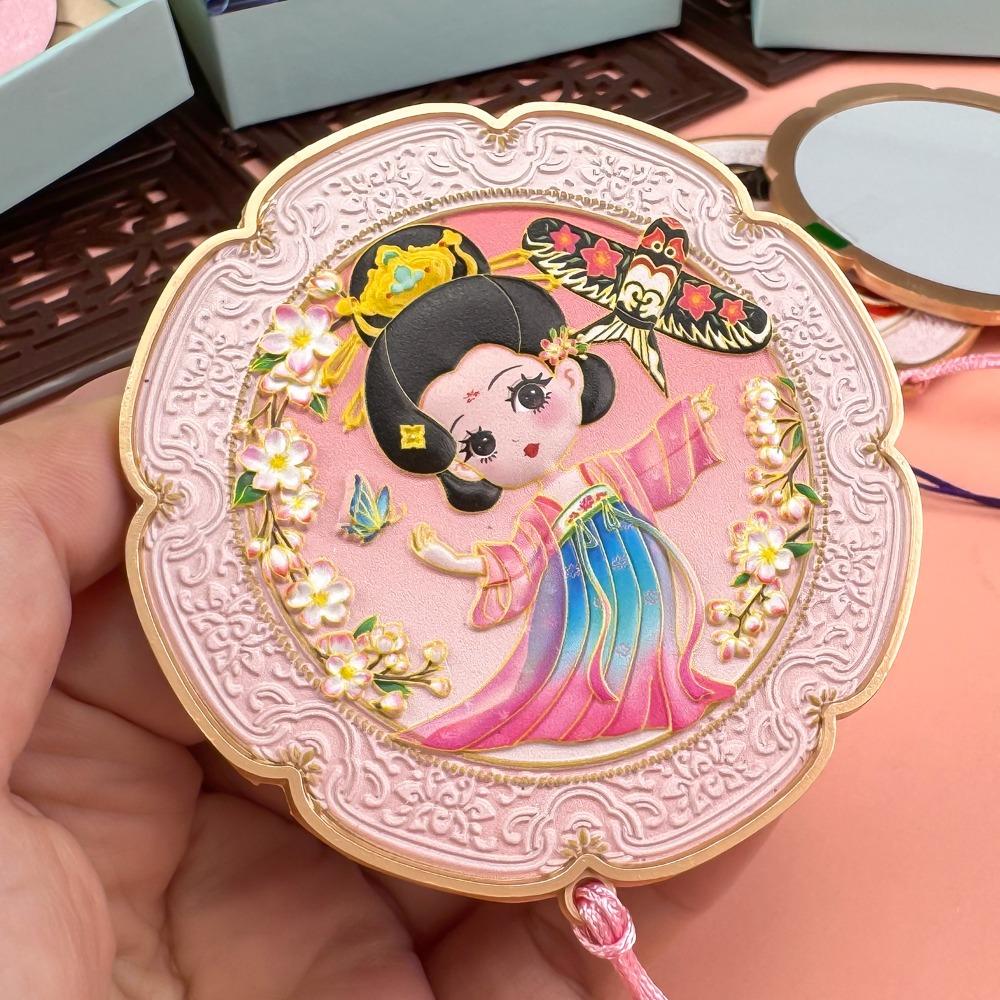Butterfly Chinese Style Handheld Mirror Emboss Pocket Makeup Mirror Metal Cosmetic Mirror  Women