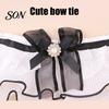 Small Dog Neck Accessories Lace Ruffle Cat Collar, Elegant Pet Bandana Bib with Bow Knot, Retro Decorative Cute Princess Collar for Cats Dogs Wedding