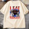 Cursed Cat T Shirt I Eat Microplastics Graphic Tee for Unisex Women Funny Weirdcore Top Cotton Short Sleeve Loose Tshirt Clothes