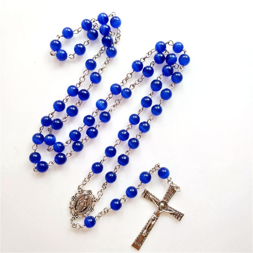 Rosary Necklace with for Cross Pendant Prayer Catholic Gift for Men Women Jewelr