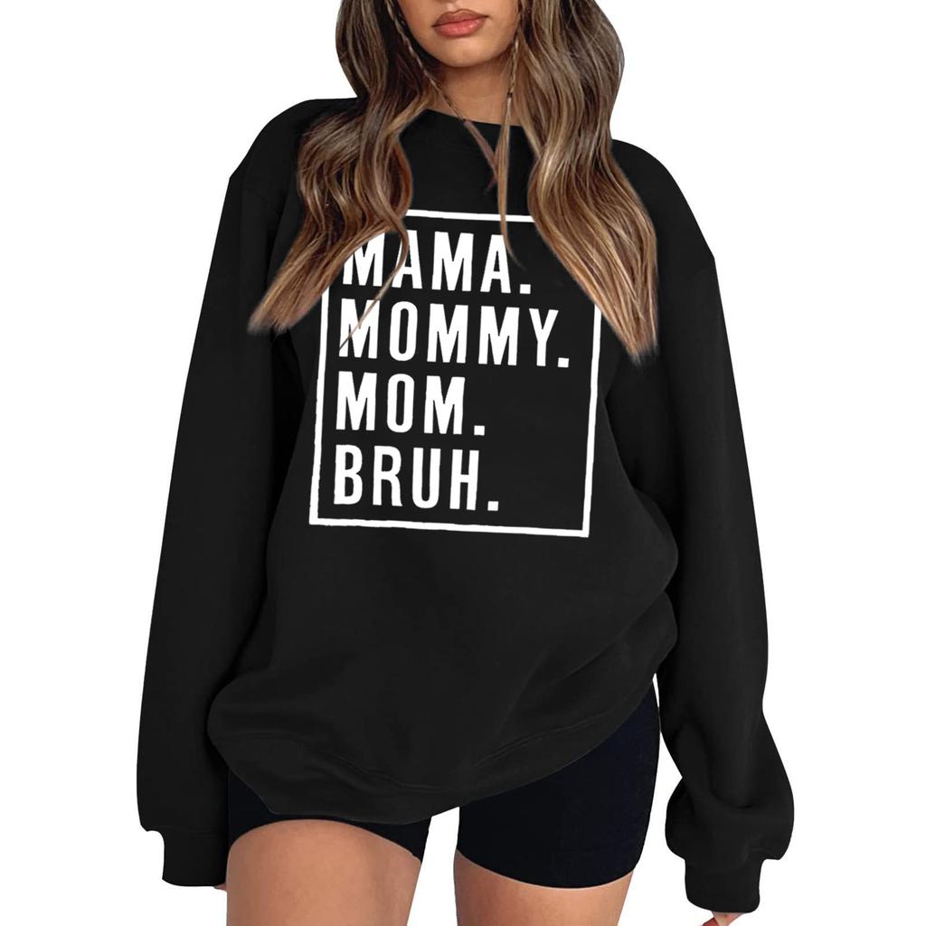 Ladies Fashion Casual Print Loose  Round Neck Long Sleeve Top Sweatshirt