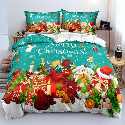 Bettbezug-Set 3D Weihnachtsmann Frohe Weihnachten Einzel-Doppelgröße Feiertagsatmosphäre Dekoration Weich und Bequem
