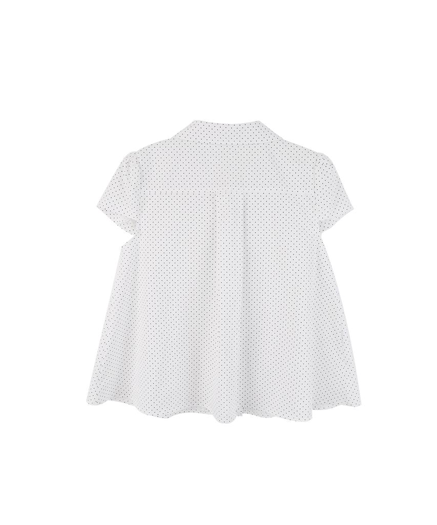 HIGH SCHOOL DISCO Dot Button Puff Sleeve Blouse_White