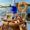 Folding Picnic Table With Glass Holder Round Foldable Desk Wine Glass Rack Collapsible Camping Table For Party Wooden Outdoor