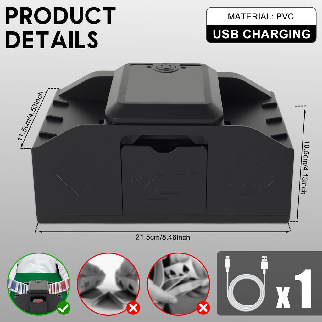 Automatic Playing Card Shuffler Smart Double Mode Electric Shuffler Machine USB Charging Dual Power Supply Auto Poker Machine