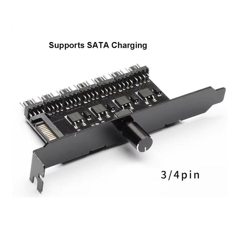7/8-Channel Cooling Fan Hub Speed Controller Cable Splitter 3Pin 4Pin Power Supply Sata Charging Radiator for PC Temperature