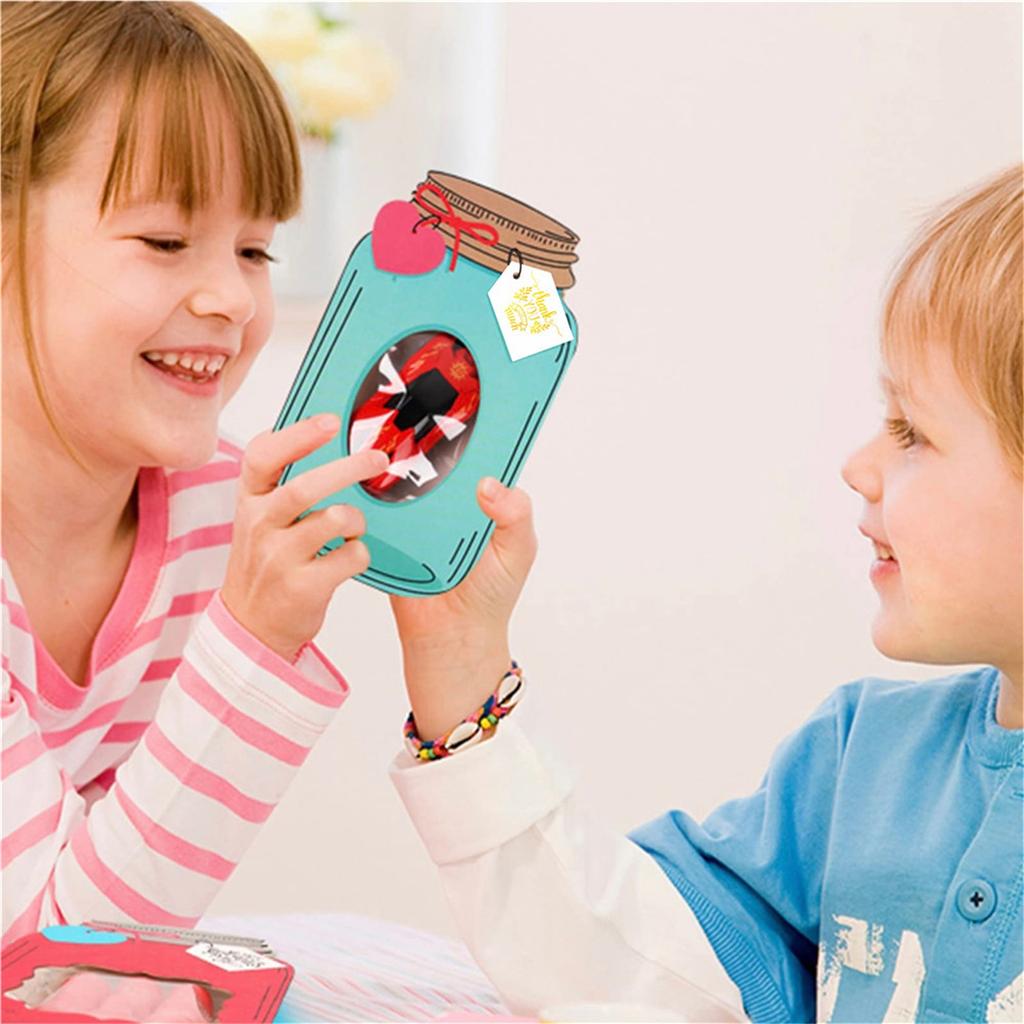 50 Valentine's Day Candy Cards With Drifting Bottle Shaped Cards For Valentine's Day Party Gift Exchange