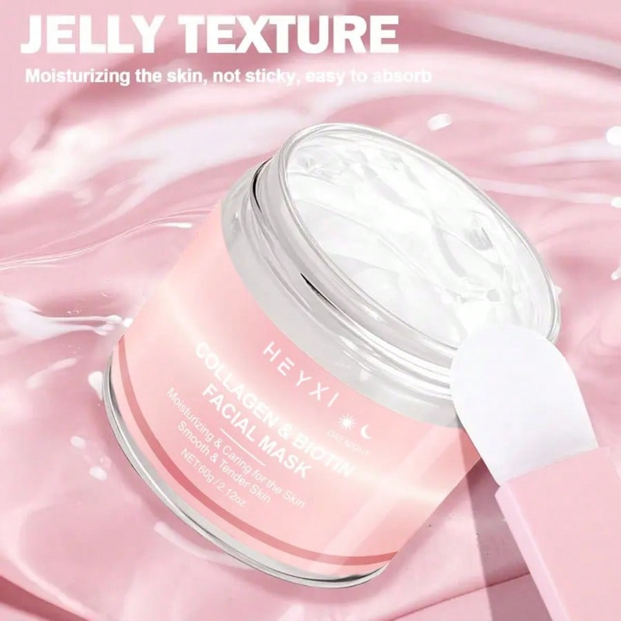 Collagen & Biotin Face Mask - Alcohol-Free, Deep Moisturizing, Improves Skin Elasticity, Brightens A