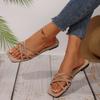 Fashion New Summer Slippers for Women Fashion Square Head Suede Cross Thin Band Open Toe Breathable Anti-slip Wear-resistant Sandals