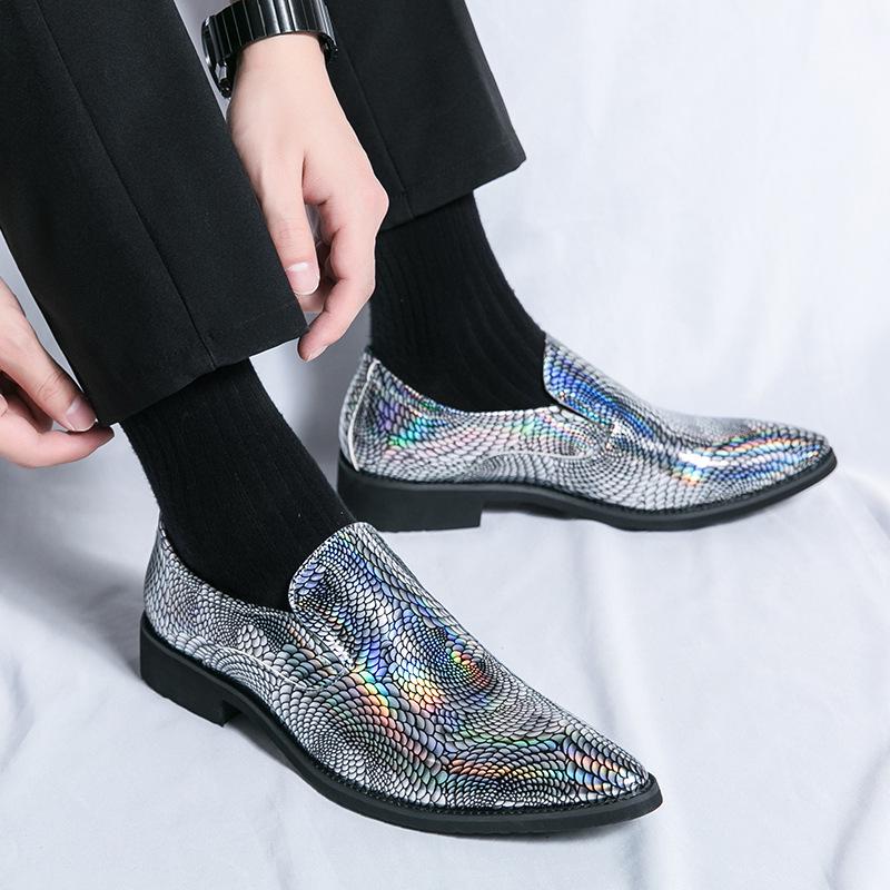 Men's Plus Size Leather Pointed Toe Slip-on Derby Shoes - Shiny Formal & Casual