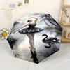 1pc Black Swan Ballet Dancer In Forest Scene Automatic Folding Umbrella - Lightweight, Retractable, Compact Design with 8 Ribs