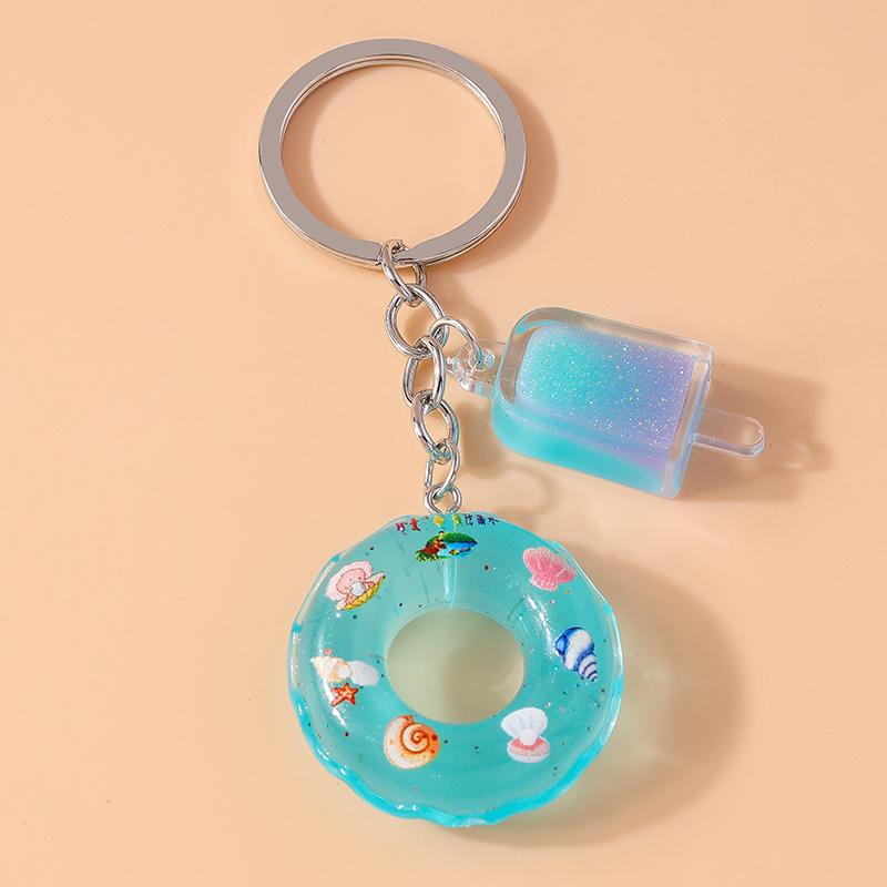Cute Rein Simulation Swim Ring Keychain Ice Cream Key Rings Pendants for Key Holder Women Girls Handbag Decor Jewelry Gifts