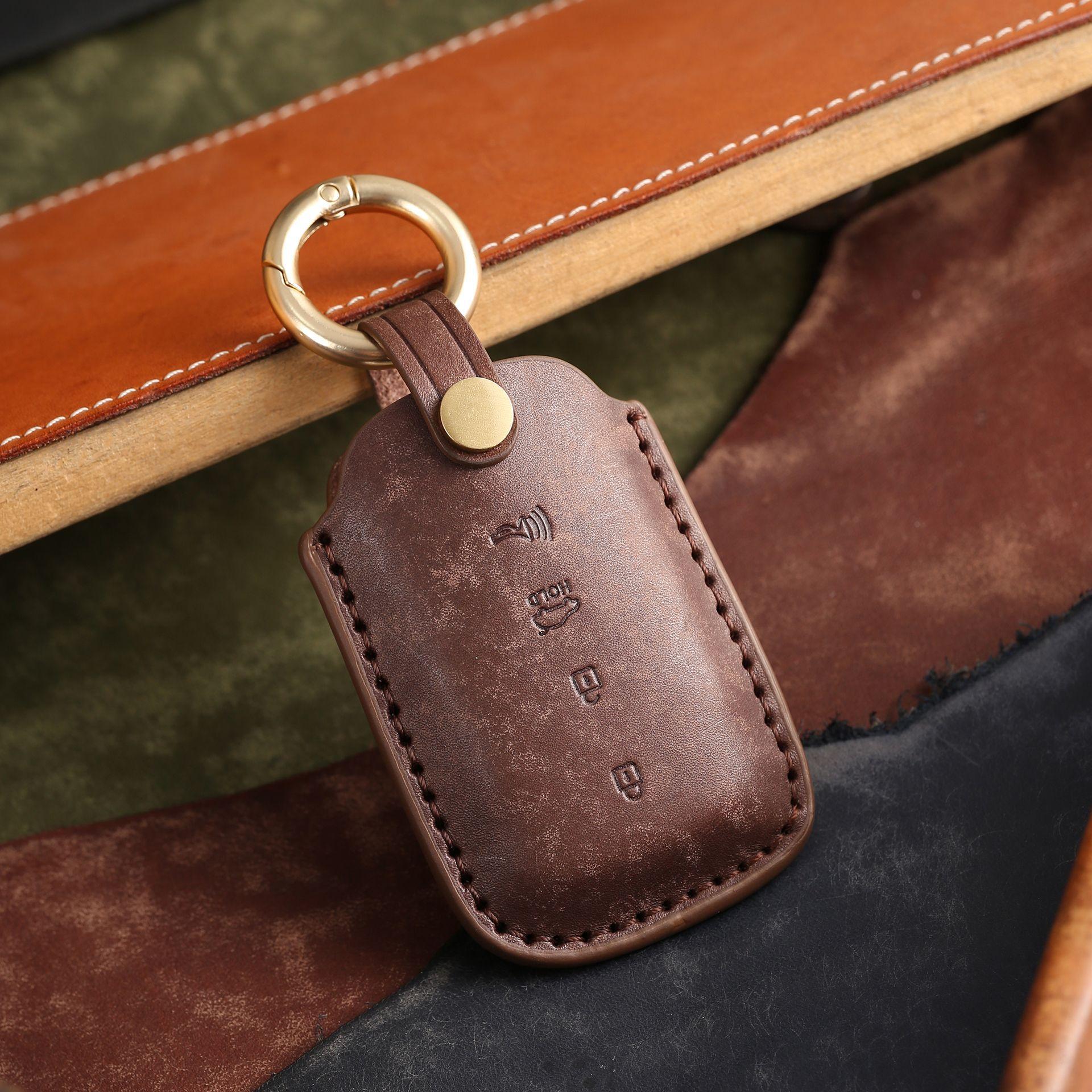 

Applicable to Kia KIA leather key protective case K9 car key bag purely handmade customized high-end key bag коричневий