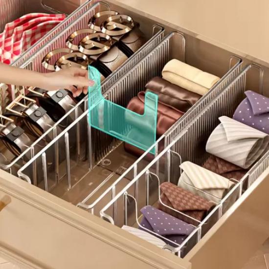 Expandable Underwear Socks Storage Box Adjustable Drawer Ties Organizer 24.5-43cm Transparent Infusion Box With Compartments