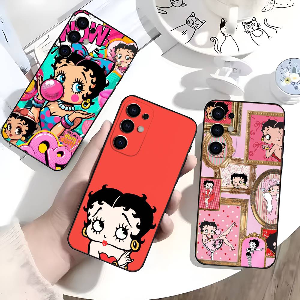 B-Betty Cute B-Boop Soft Black Phone Case for Samsung S25/S24/S21/S22/S23/S30/Ultra/S20/Plus/Fe/Lite
