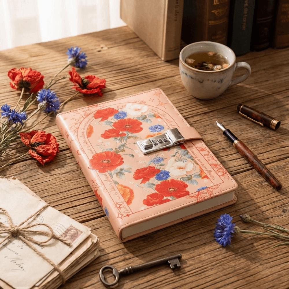 Simple Elegant Appearance A5 Notebook Secure Lock Design Journal Insert Pocket  Study Work