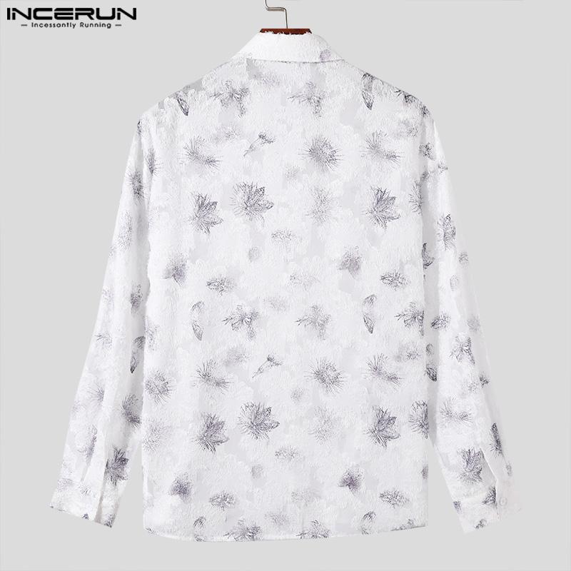 INCERUN Men Long Sleeved Floral Printed Tassel Shirts Casual Buttons Tops