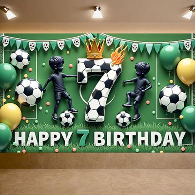 Banner Feliz 7º Cumpleaños Tema Deportivo Fútbol Evento de Fútbol Decoración Fiesta de Cumpleaños Fondo Fotografía Accesorios de Fondo