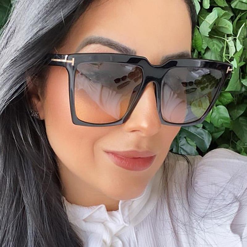 Fashion Square Sunglasses Women Vintage Oversize T Women's Sun Glasses Black Gradient Female Glasses Men's Oculos UV400