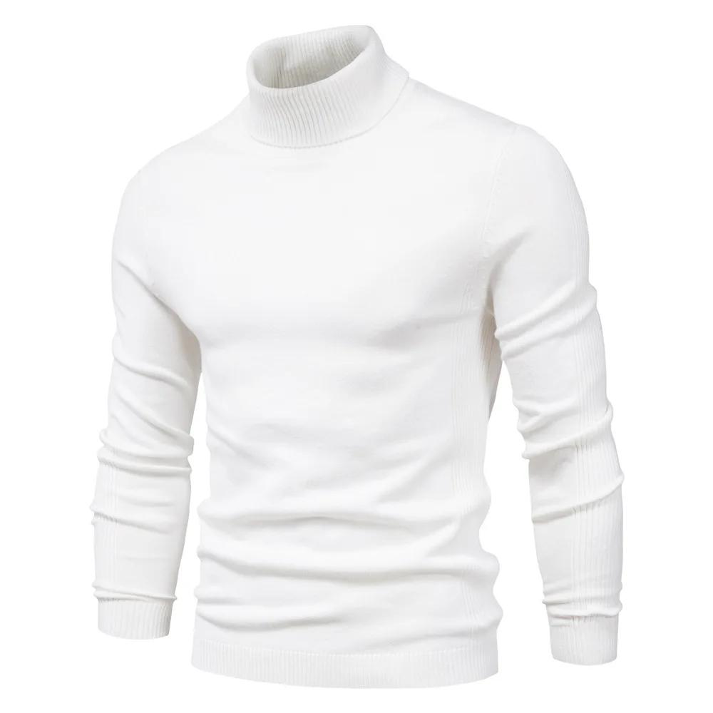 Højhalset Herre Afslappet Flerfarvet Behagelig Strikket Sweater Ny Efterårs- og Vinter Afslappet Herre Ensfarvet Pullover Sweater