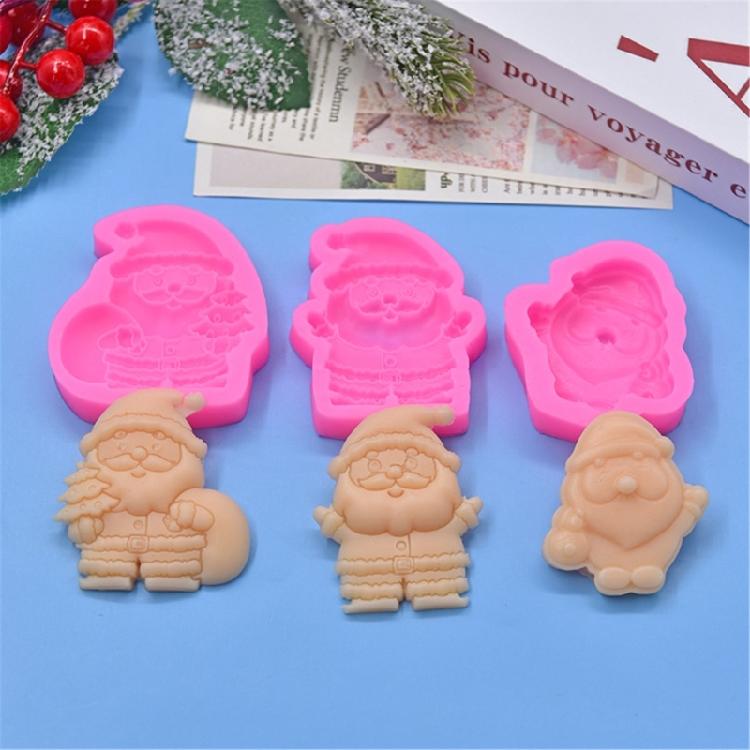 3Pcs Christmas Series Silicone Mold Santa Clauses Baking Tools Mould Ornaments