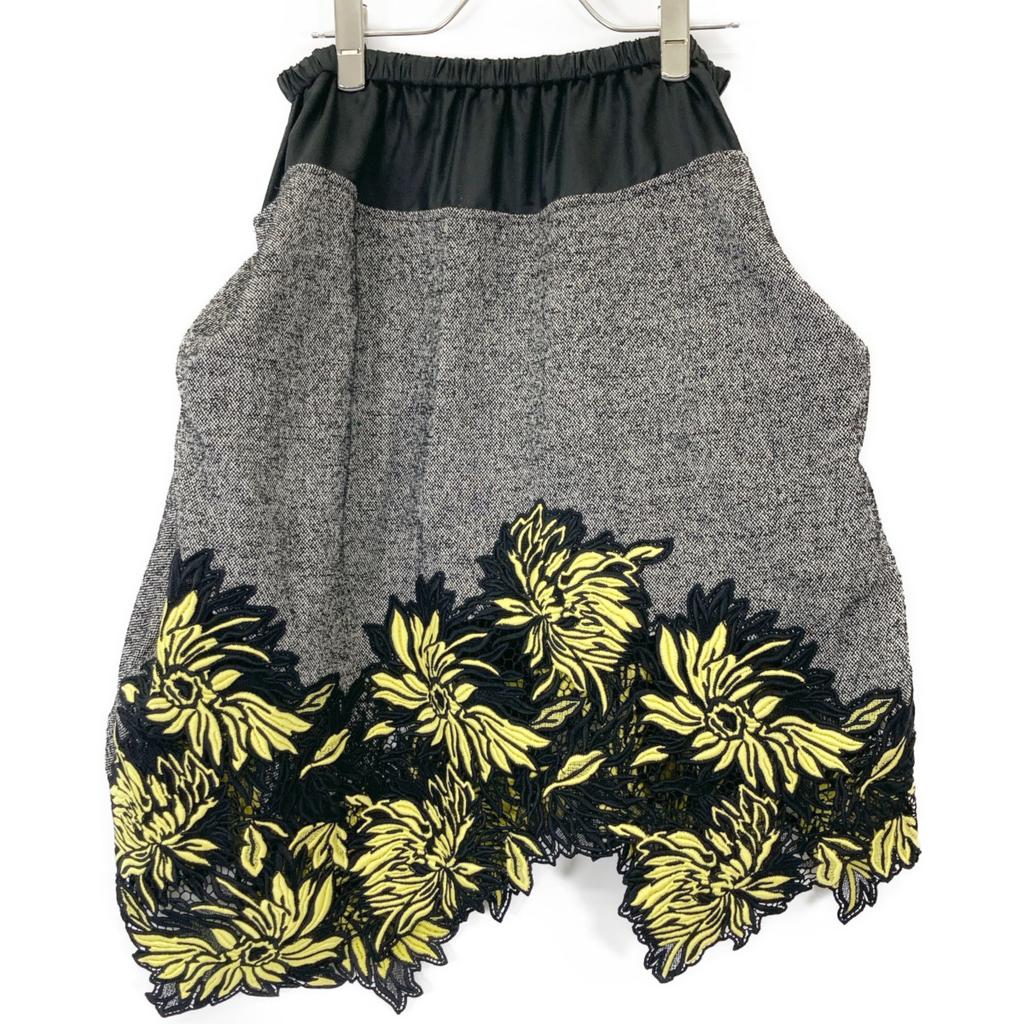Louis Vuitton Gray 21AW RW212B HO4 FLJB99 Tweet Flower Embroidery Skirt Skirt 36 grayUsed