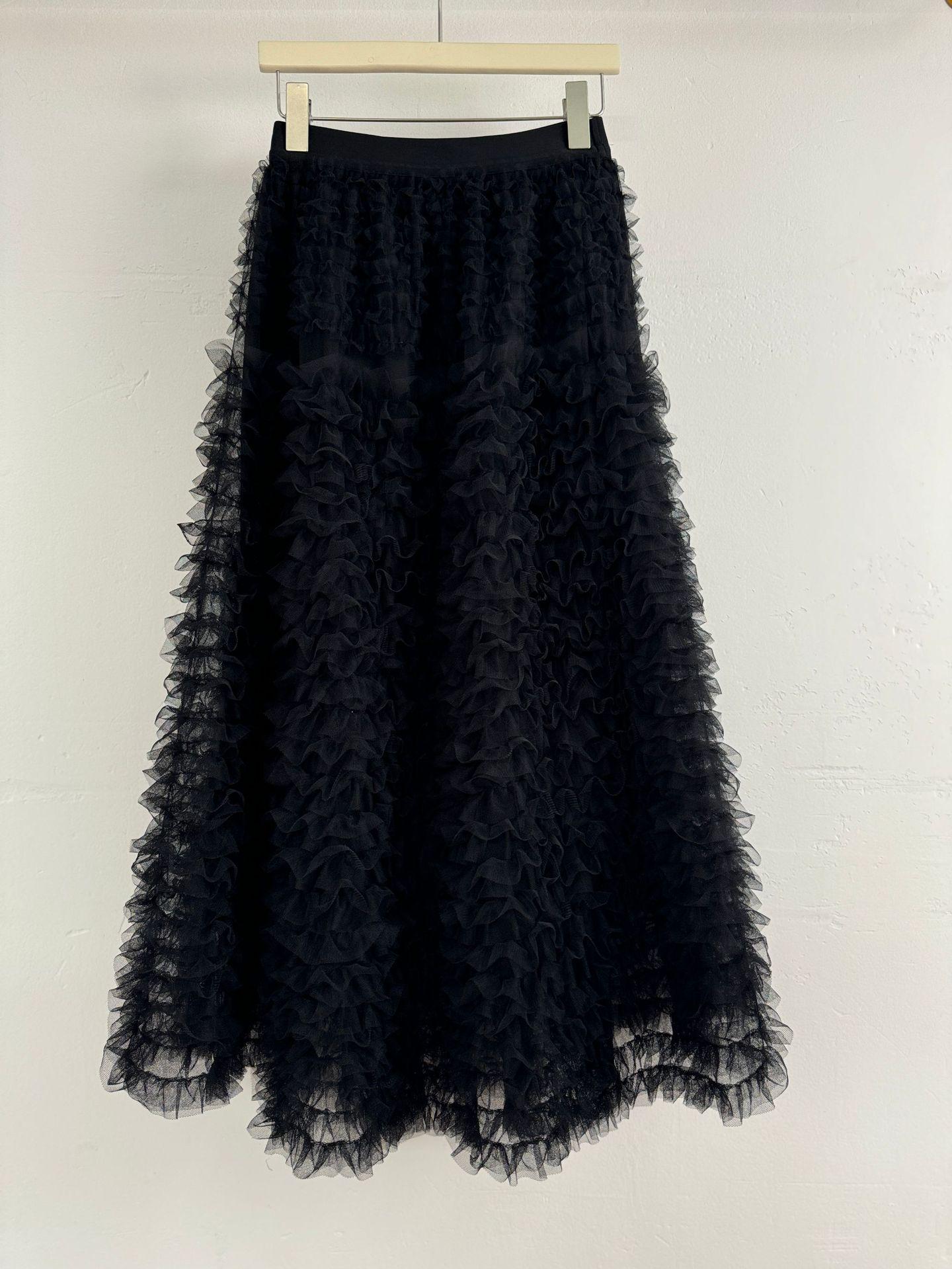 Европейская и американская многослойная сетчатая пышная юбка - Универсальная юбка-фея средней длины для женщин One Size чёрный