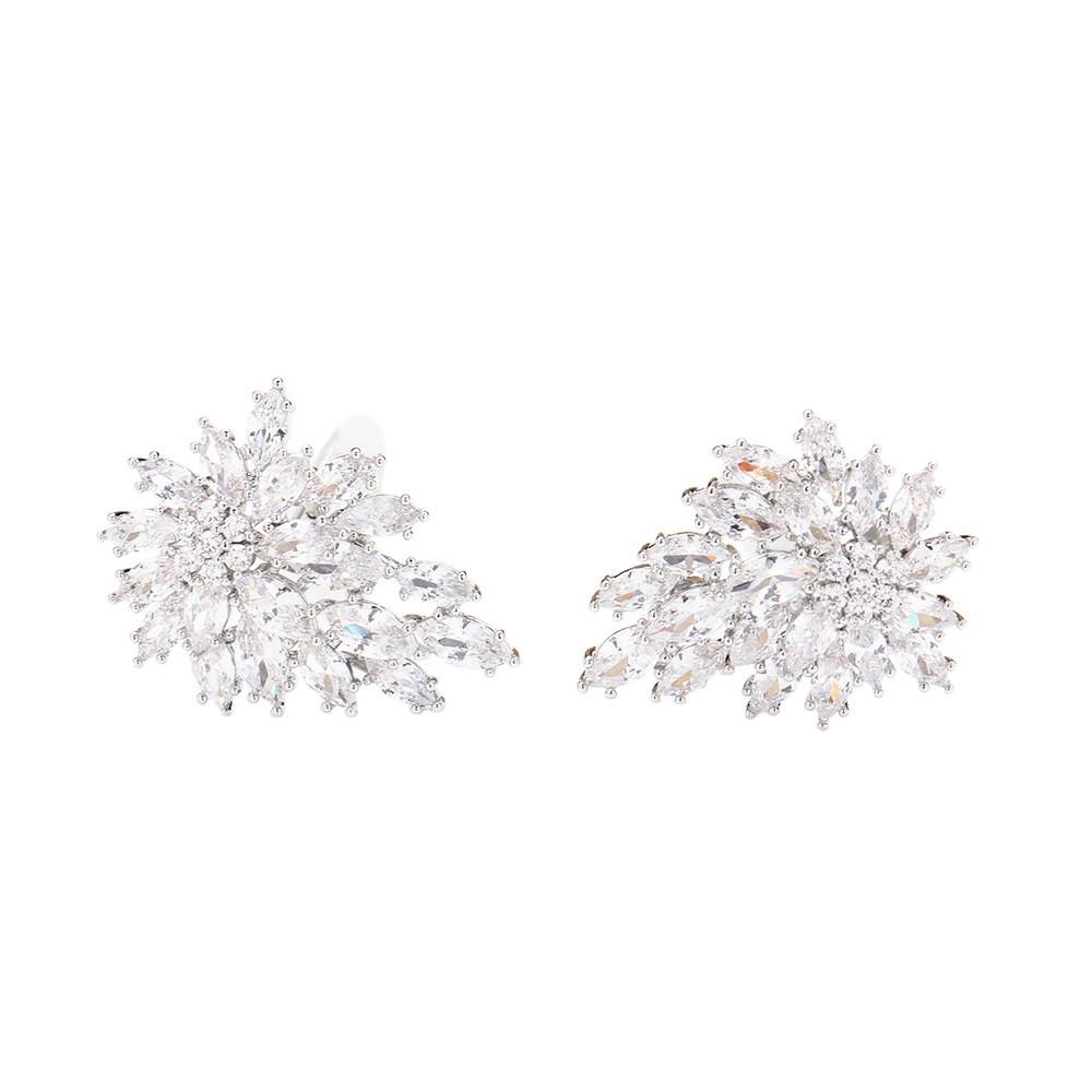 Temperament Premium Snowflake Zircon Earrings Silver Exquisite Ear Clips Women's Versatile Earrings Birthday Party