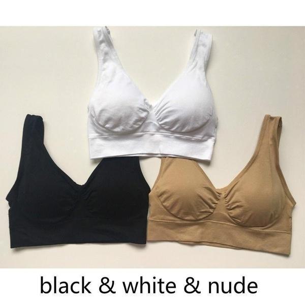 3pcs Women's Sports Bra Wirefree Yoga Bras Tank Top High Intensity Push Up Large Size S~6XL
