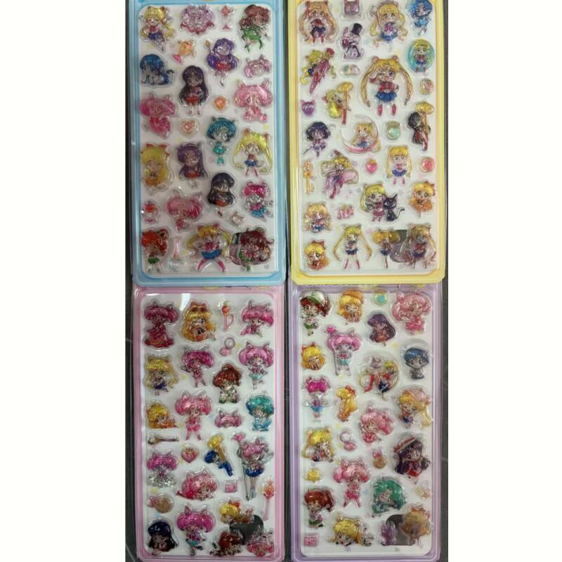 Set of Four Relief Stickers Pretty Guardian Sailor Moon Cartoon Anime Diy Phone Case Computer Birthday Gifts for Boys and Girls