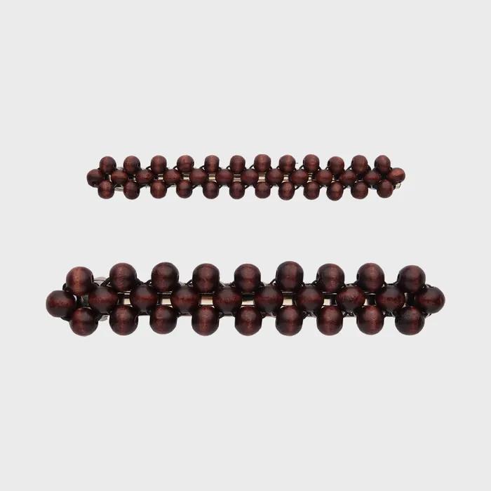 [TOAKNET] Small Wood Ball Clip Hairpin Brown