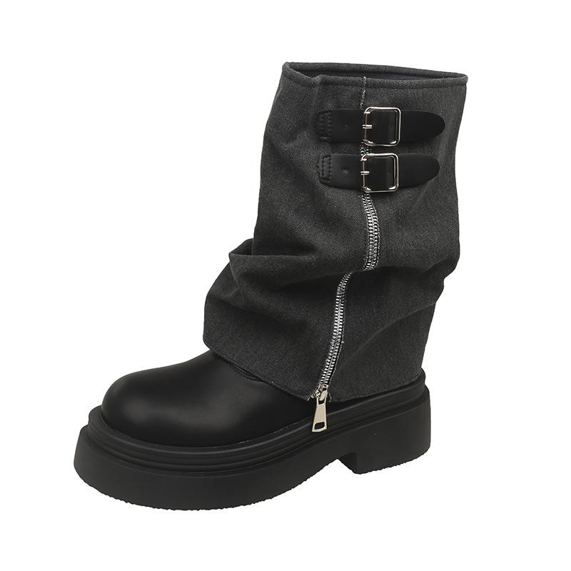 Small retro British style thick-soled high-top Martin boots women's 2025 new autumn and winter thin explosive short boots