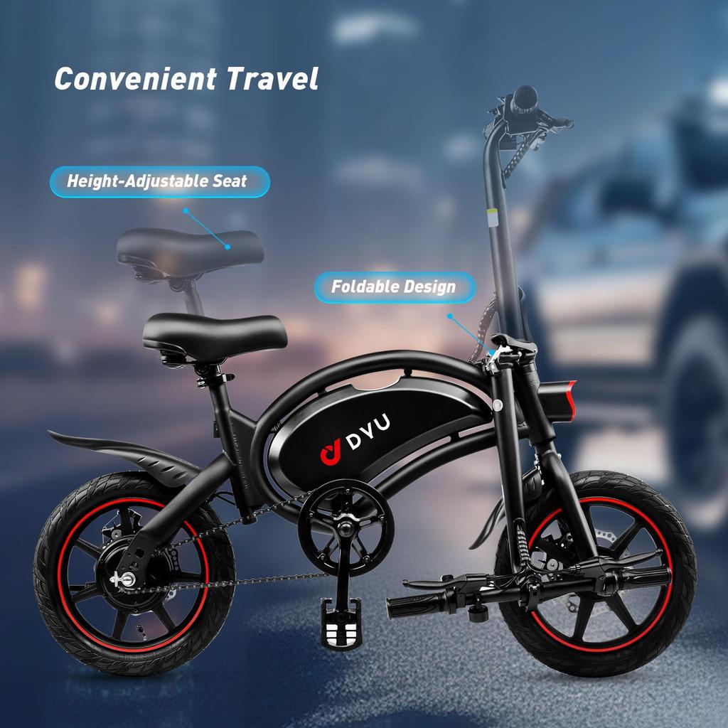 DYU D3F 36V 250W Foldable E-Bike - 50km Pedal Assist, Ultra-Light 17kg Steel Frame & Dual Disc Brakes