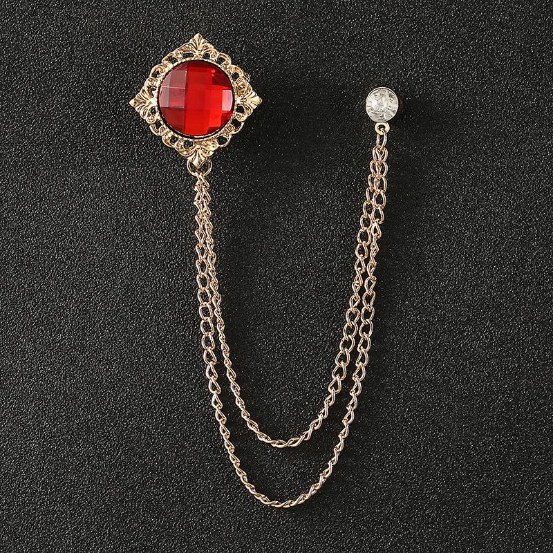 Elegant Crown Chain Brooch - Trendy European & American Lapel Accessory for Suits